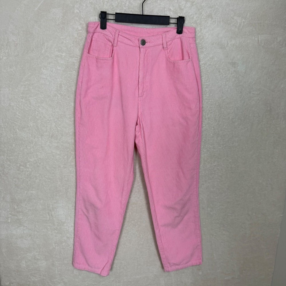 Lucy and Yak Pink Corduroy Pants High Waist Straight Leg Women Size 28x30 Retro